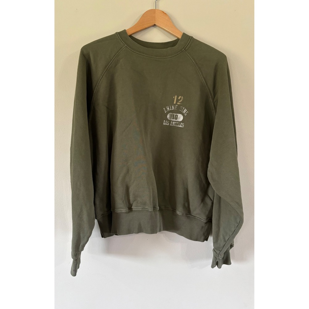Anine Bing Women's Medium Olive Green Crewneck Sweatshirt LA 2012 Organic Cotton - Picture 2 of 9